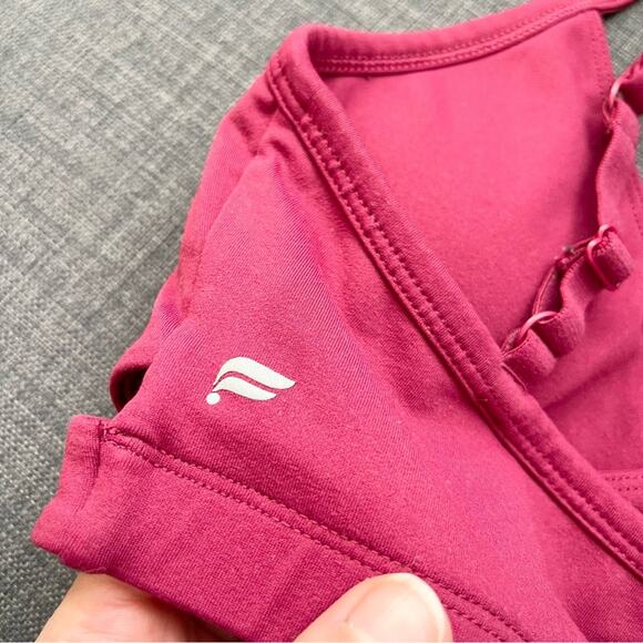 Fabletics Tammy Low Impact Sports Bar Women size S Faux Wrap Bralette Dark Pink - Picture 4 of 10